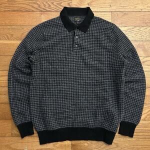 J Crew 100% Cashmere Houndstooth Collared Polo Sweater Large